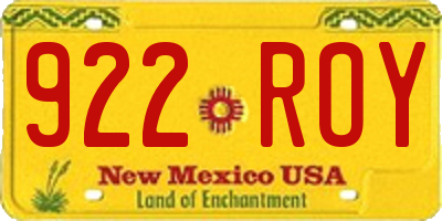 NM license plate 922ROY