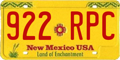 NM license plate 922RPC