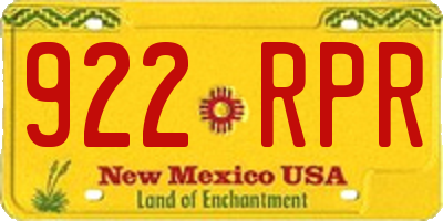 NM license plate 922RPR