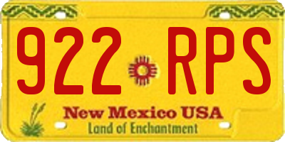 NM license plate 922RPS