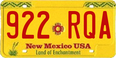 NM license plate 922RQA