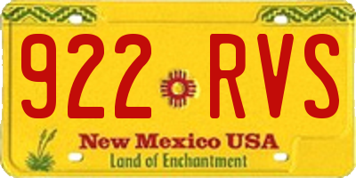 NM license plate 922RVS