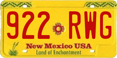 NM license plate 922RWG