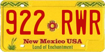 NM license plate 922RWR