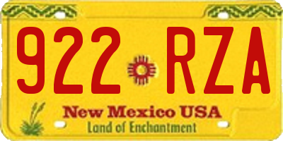 NM license plate 922RZA