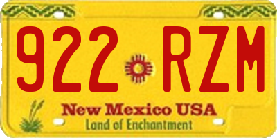 NM license plate 922RZM