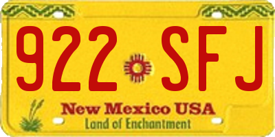 NM license plate 922SFJ