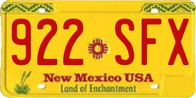 NM license plate 922SFX