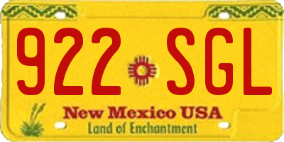 NM license plate 922SGL
