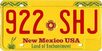 NM license plate 922SHJ
