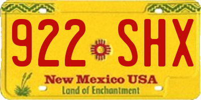 NM license plate 922SHX