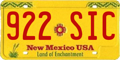 NM license plate 922SIC