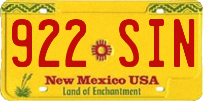NM license plate 922SIN