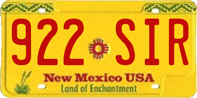 NM license plate 922SIR