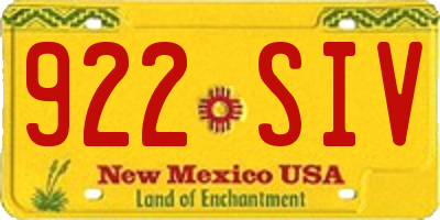 NM license plate 922SIV