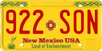 NM license plate 922SON