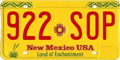 NM license plate 922SOP