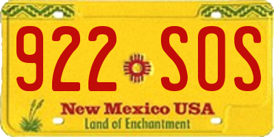 NM license plate 922SOS