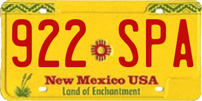 NM license plate 922SPA