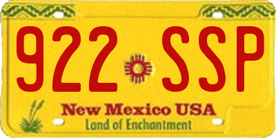 NM license plate 922SSP