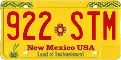 NM license plate 922STM