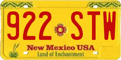 NM license plate 922STW