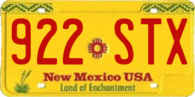 NM license plate 922STX