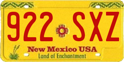 NM license plate 922SXZ