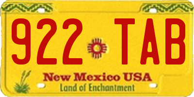 NM license plate 922TAB