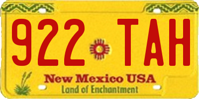 NM license plate 922TAH