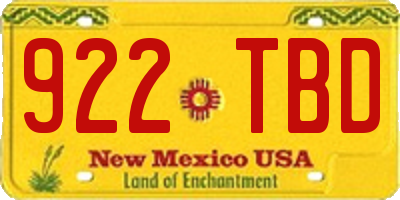 NM license plate 922TBD