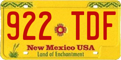 NM license plate 922TDF