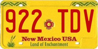 NM license plate 922TDV
