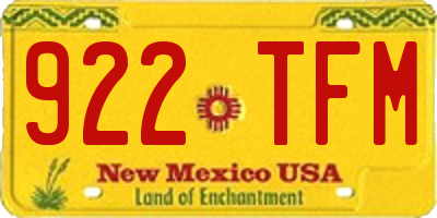 NM license plate 922TFM