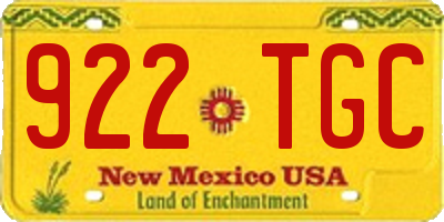 NM license plate 922TGC