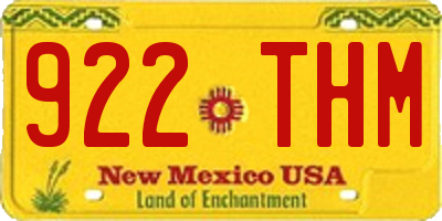 NM license plate 922THM