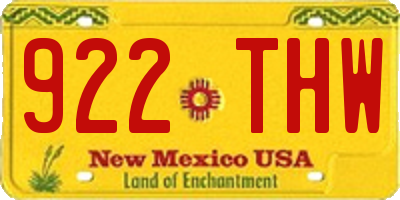 NM license plate 922THW