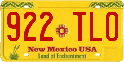NM license plate 922TLO