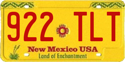NM license plate 922TLT