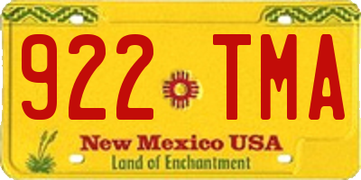 NM license plate 922TMA