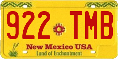 NM license plate 922TMB