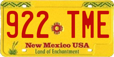 NM license plate 922TME