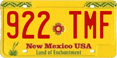 NM license plate 922TMF
