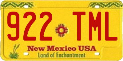NM license plate 922TML