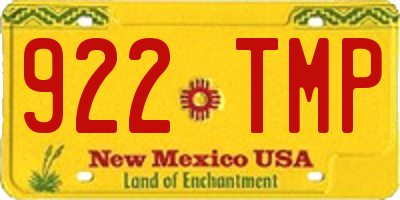 NM license plate 922TMP