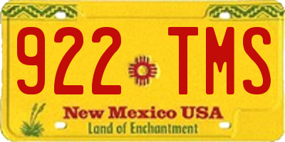 NM license plate 922TMS