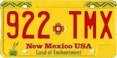 NM license plate 922TMX