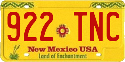 NM license plate 922TNC