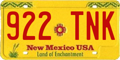 NM license plate 922TNK