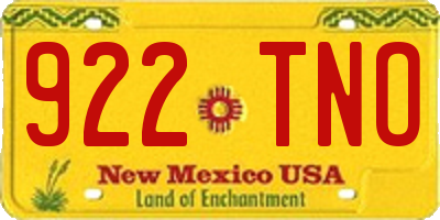 NM license plate 922TNO